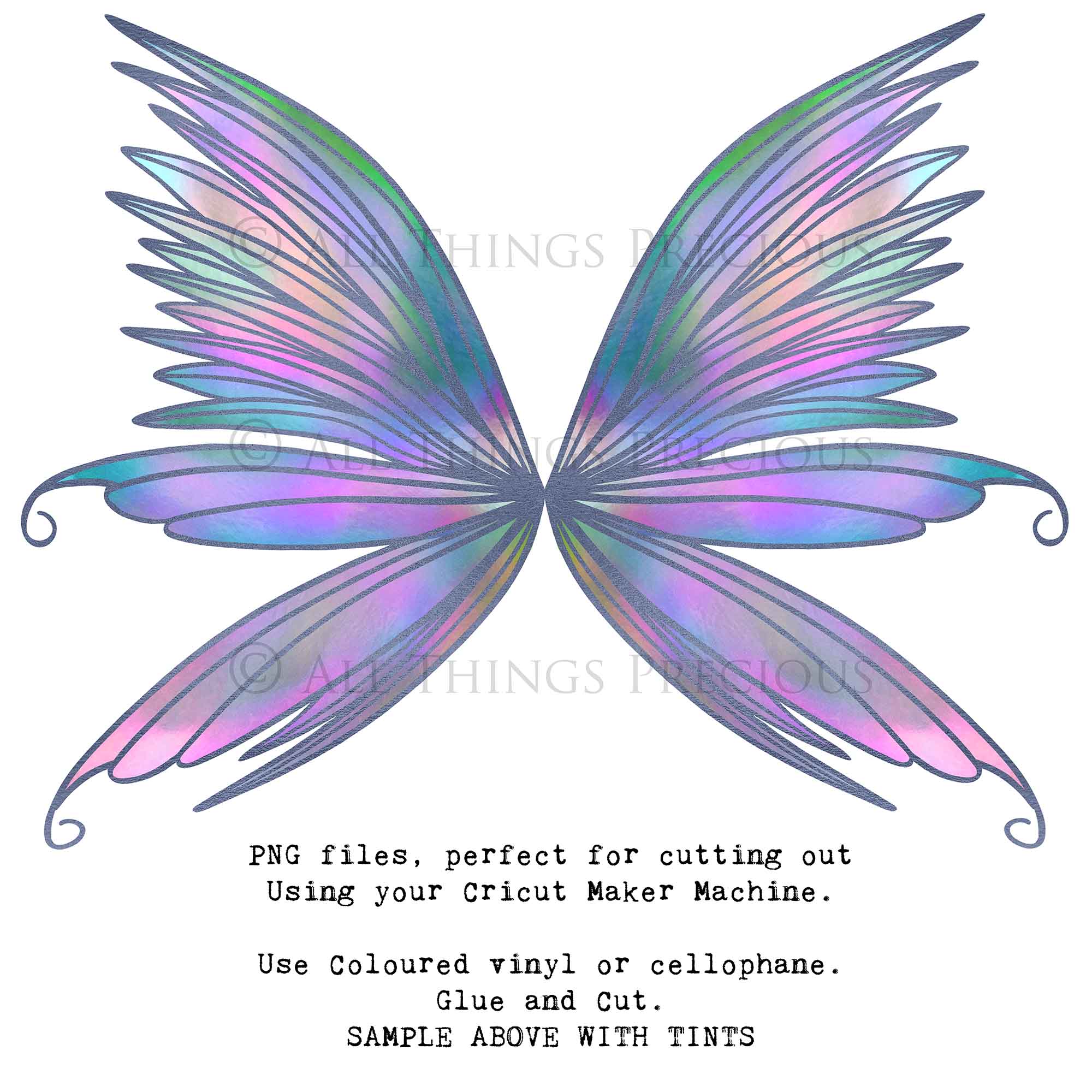 SVG & PNG Fairy Wing files for Cricut or Silhouette Cameo Cutting Machine. To create wearable fairy wings, in adult or children sizes.  Use this clipart design for Halloween Costumes, Fantasy or Cosplay or photography. Or For weddings, Engagements or baby shower ephemera. These are Individual Wing Pieces, for you to cut and assemble. This is a digital product.